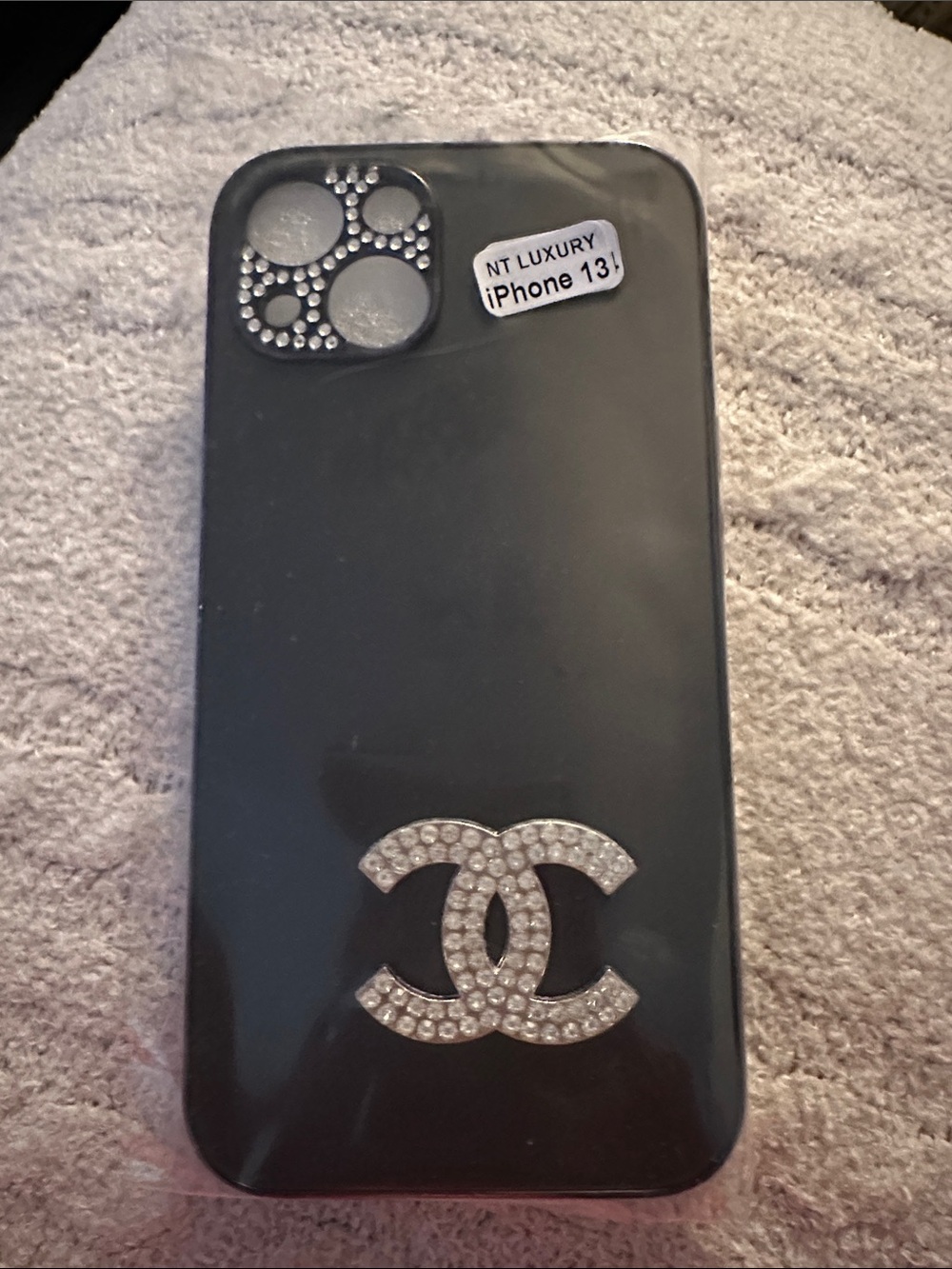 Designer inspired iPhone 13 Crystal-Accent Black Phone Case